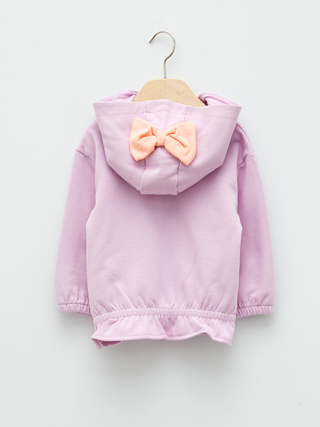 Lila Uzun Kollu Fiyonk Detaylı Kız Bebek Hoodie-1