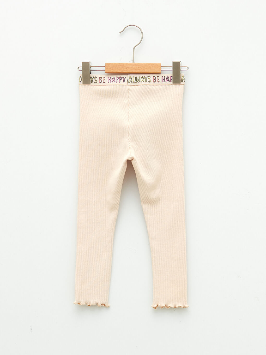 Pembe Beli Lastikli Basic Kız Bebek Tayt-1