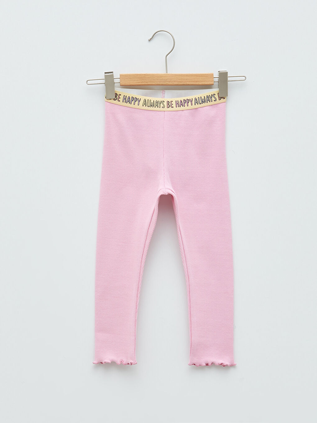 Pembe Beli Lastikli Basic Kız Bebek Tayt