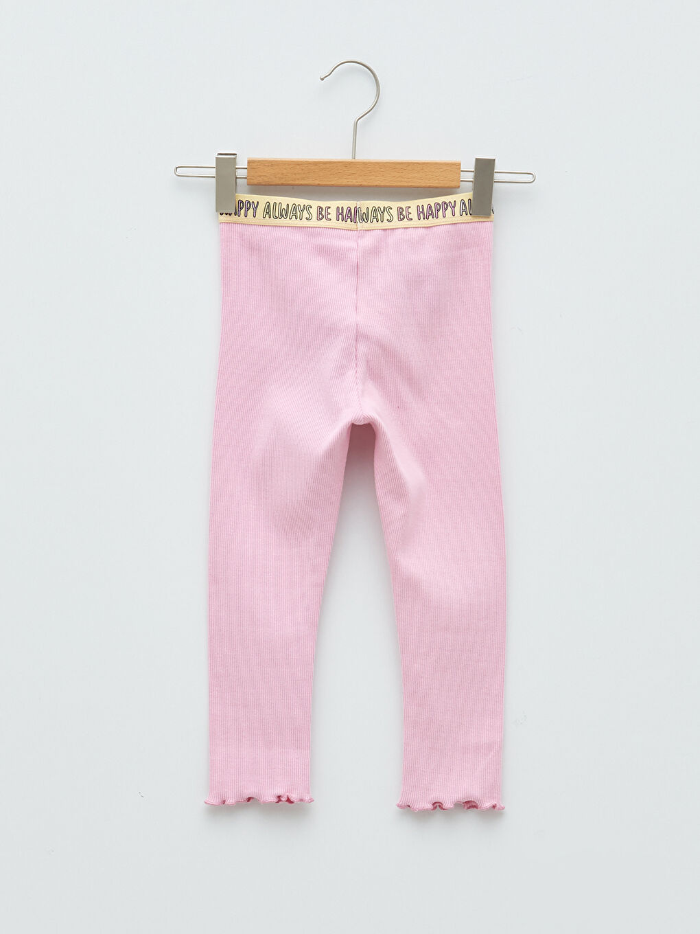 Pembe Beli Lastikli Basic Kız Bebek Tayt-1