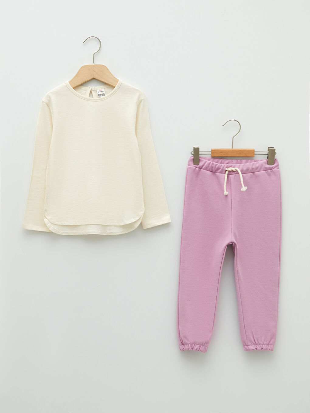 Lila Bisiklet Yaka Uzun Kollu Kız Bebek 3'lü Takım-1