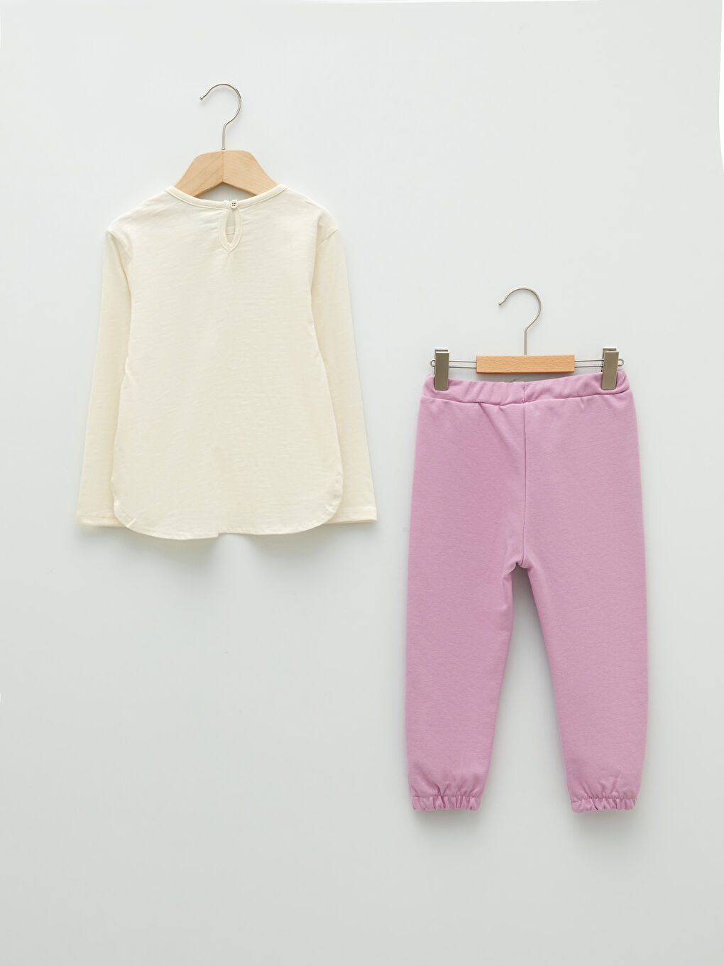 Lila Bisiklet Yaka Uzun Kollu Kız Bebek 3'lü Takım-2