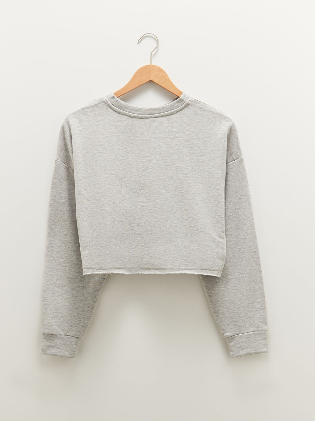 Crew Neck Printed Long Sleeve Crop Women's Sweatshirt-1