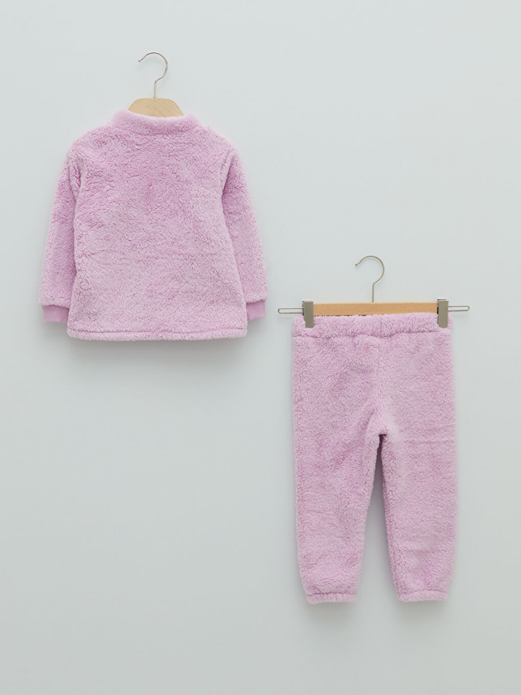 LC Waikiki Uspravna kragna Dugi rukav Vezeni detalji Plišani Bebi devojčica Duks i Pantalone 2-Komplet -W1CF10Z1-FGL