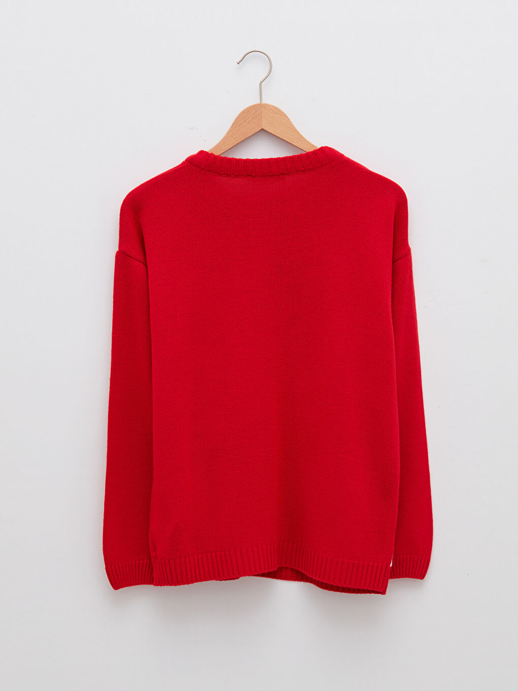 Kırmızı Bisiklet Yaka Yılbaşı Temalı Uzun Kollu Kadın Triko Kazak-7