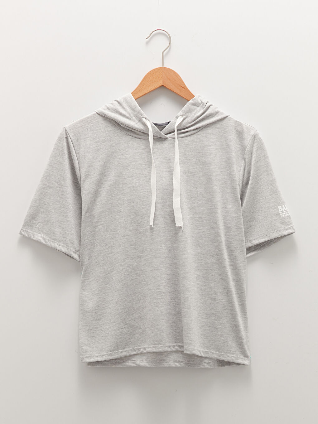 Hooded Collar Printed Short Sleeve Women's Sports T-Shirt-5