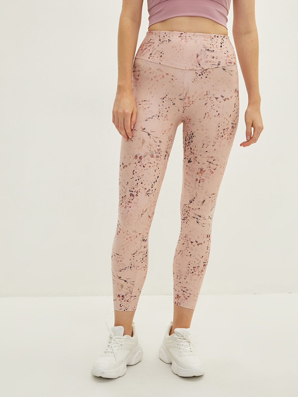 Elastic Waist Patterned Women's Sports Tights-3