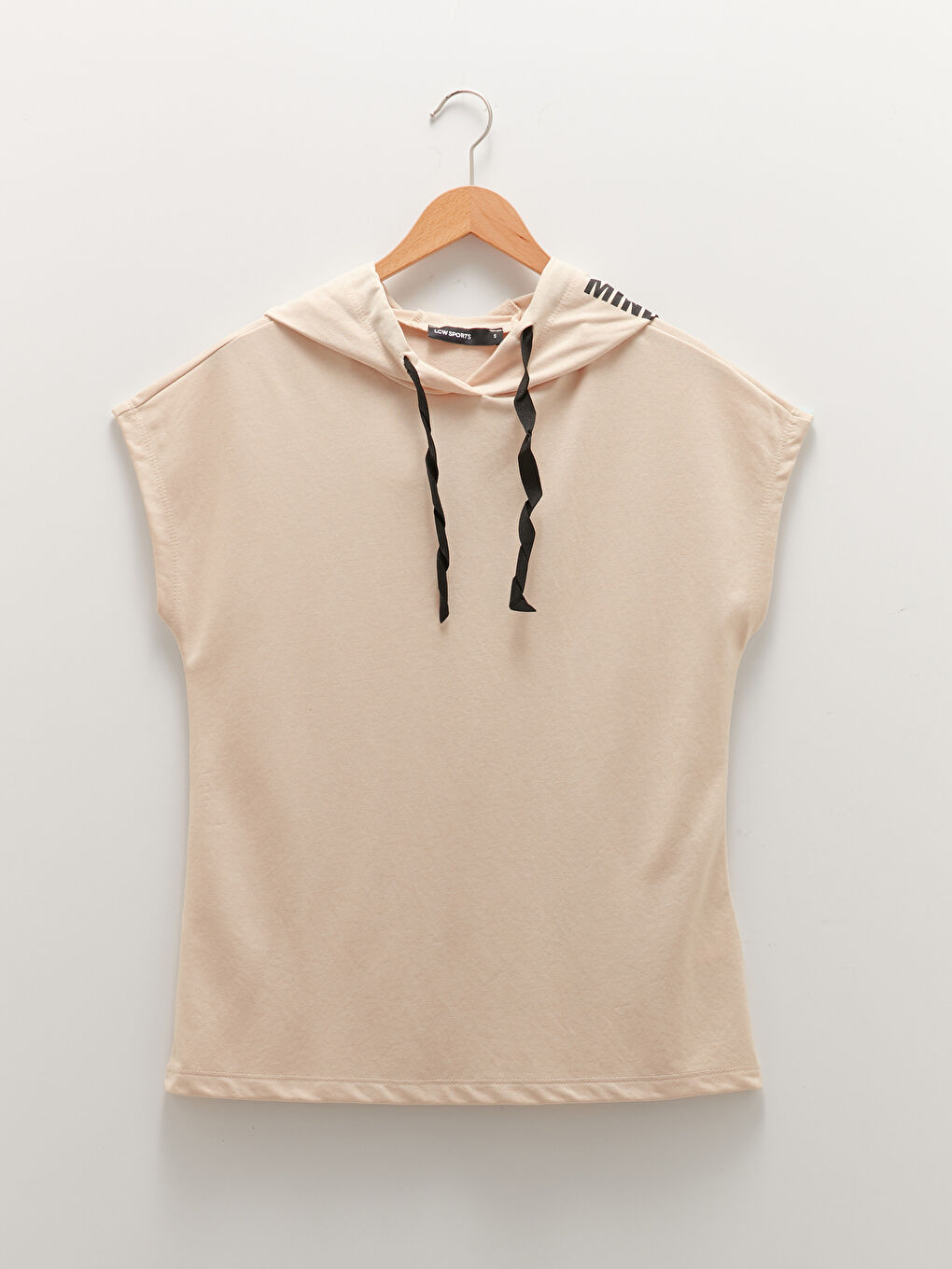 نساء تي شيرت رياضي بدون كم مطبوع بقبّ-5