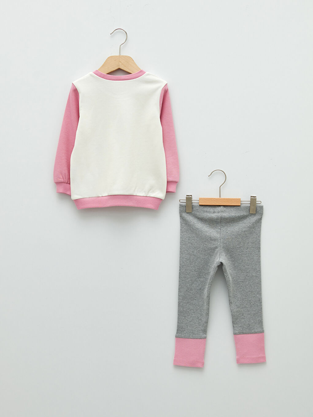 Crew Neck Long Sleeve Printed Baby Girl Sweatshirt and Leggings Pants 2-Pack-1