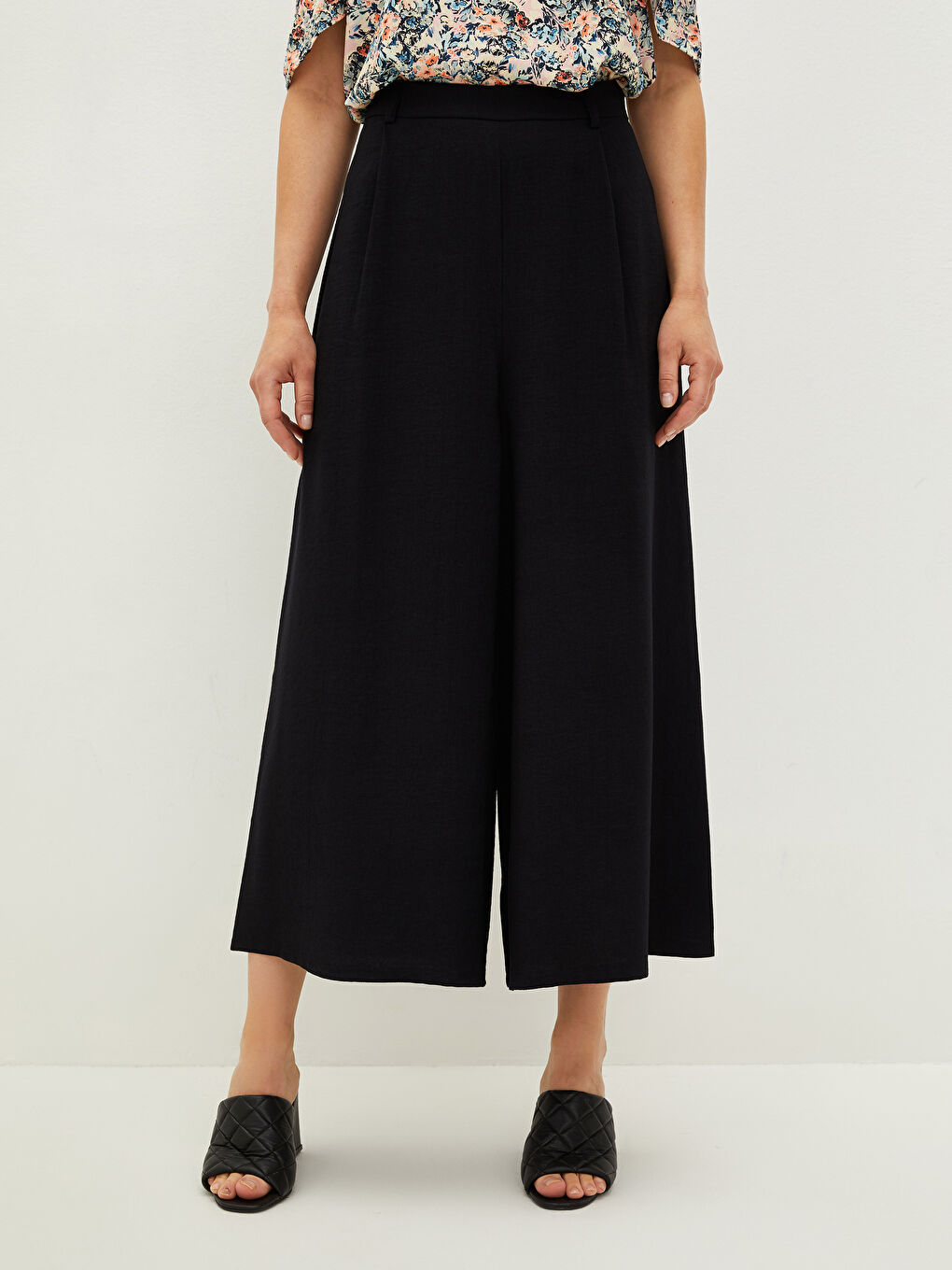 Pantalon Droit Large Coupe Ample Taille Haute pour Femmes-4