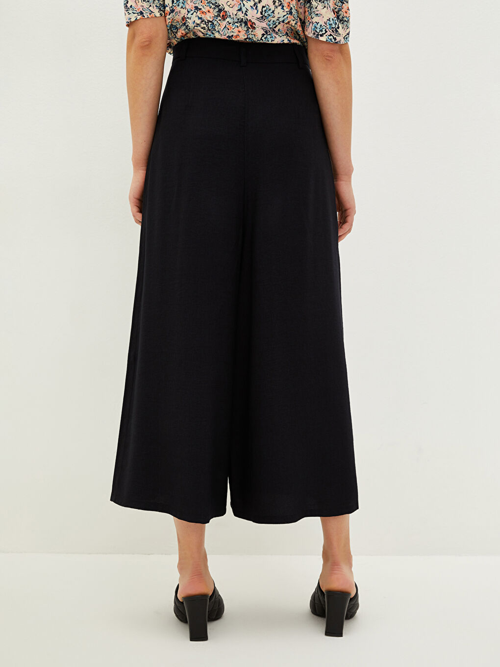 Pantalon Droit Large Coupe Ample Taille Haute pour Femmes-5