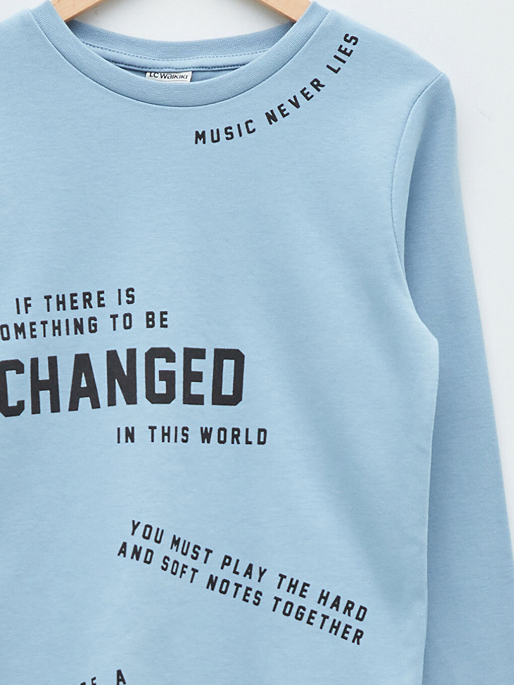 LCW Kids Crew Neck Printed Long Sleeve Cotton Boy T-shirt -W1CG65Z4-GLL