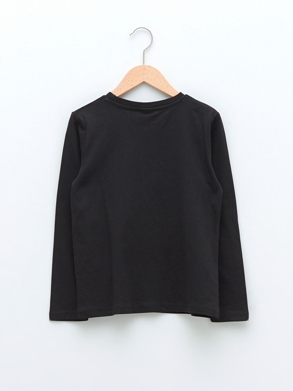 Siyah Bisiklet Yaka Uzun Kollu Baskılı Pamuklu Erkek Çocuk Tişört-3