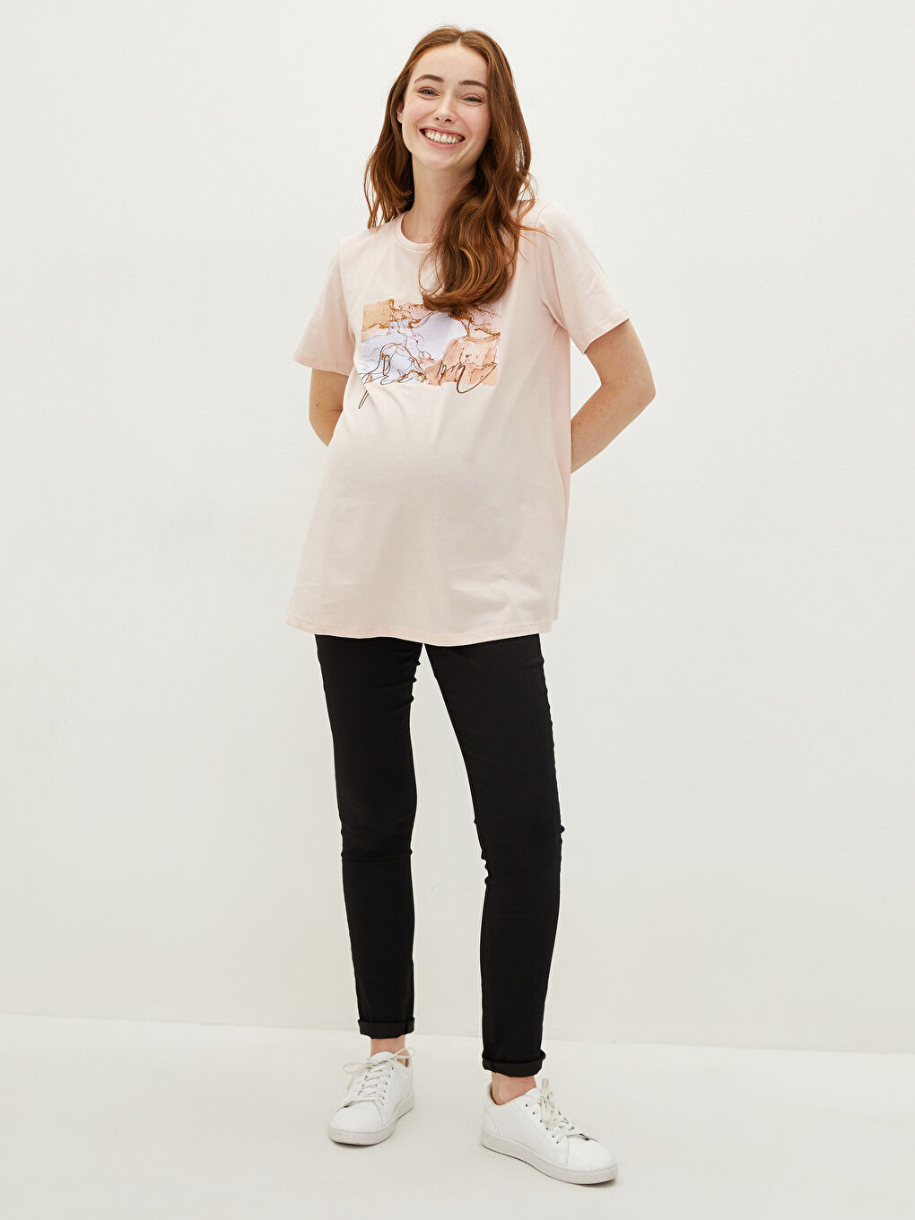 Tummy Paneled Skinny Fit Pocket Detailed Gabardine Fabric Maternity Trousers-1