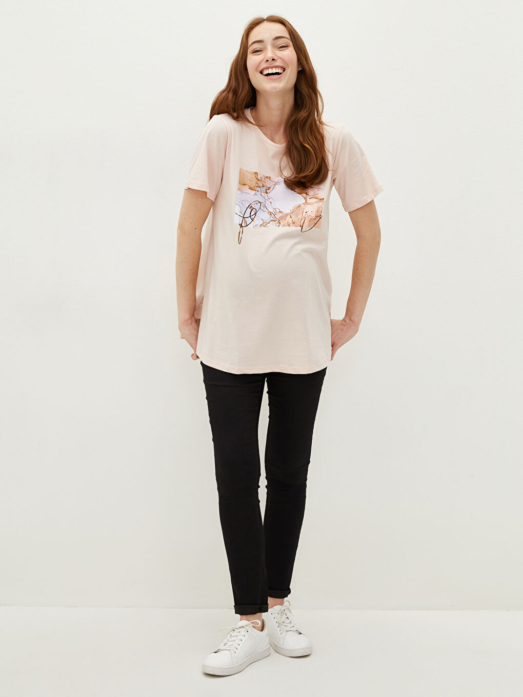 Tummy Paneled Skinny Fit Pocket Detailed Gabardine Fabric Maternity Trousers-2