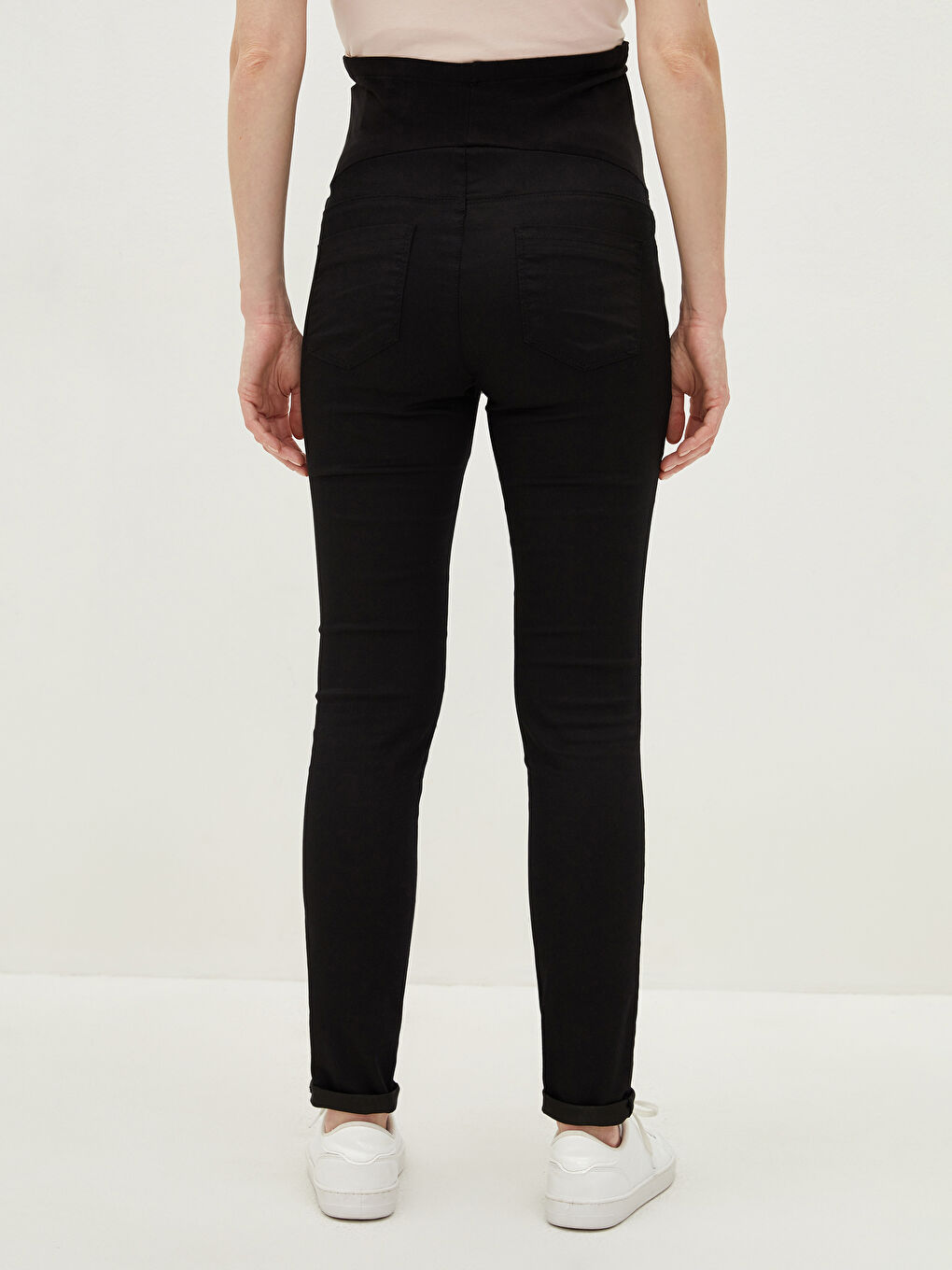 Tummy Paneled Skinny Fit Pocket Detailed Gabardine Fabric Maternity Trousers-4