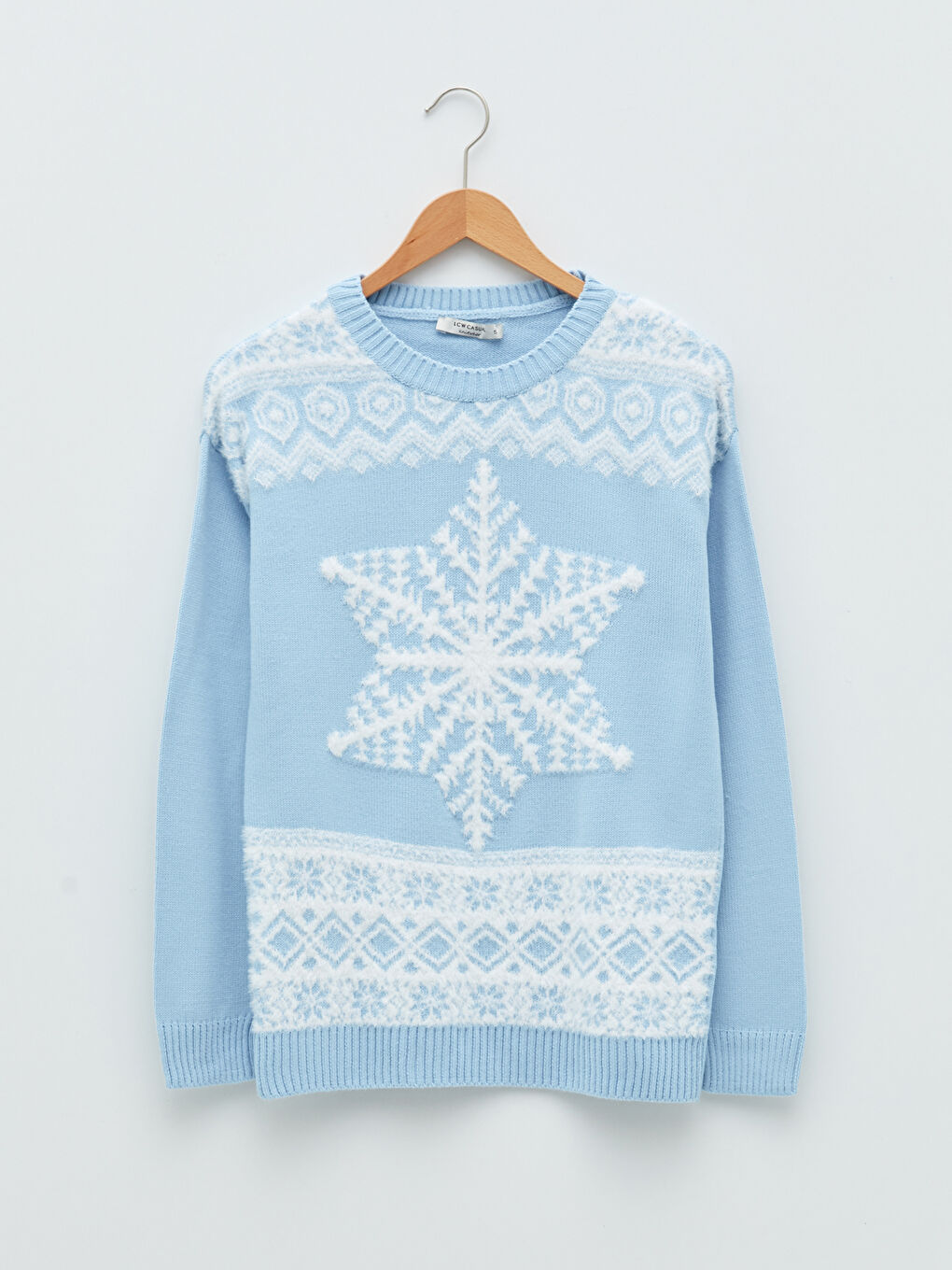 Rundhalsausschnitt Neujahrsmotiv Langarm Damen Strickpullover-5