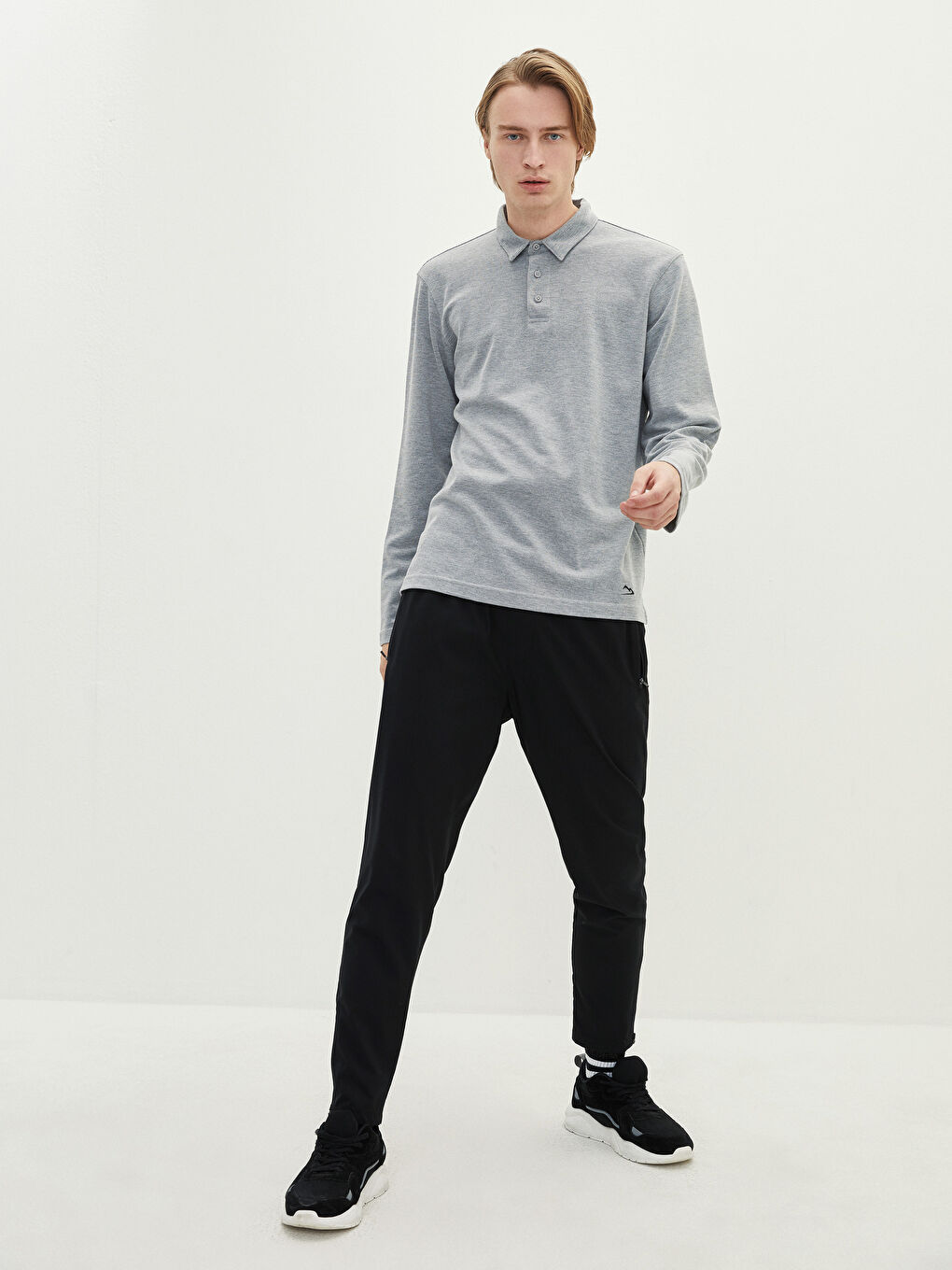 Polo Neck Long Sleeve Men's T-Shirt-2