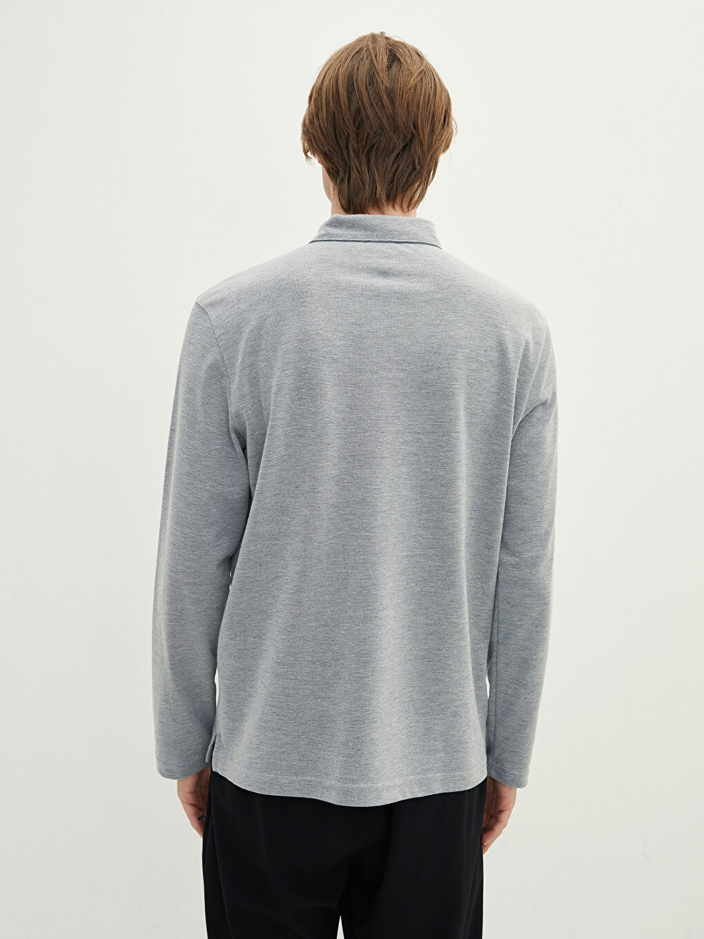 Polo Neck Long Sleeve Men's T-Shirt-4