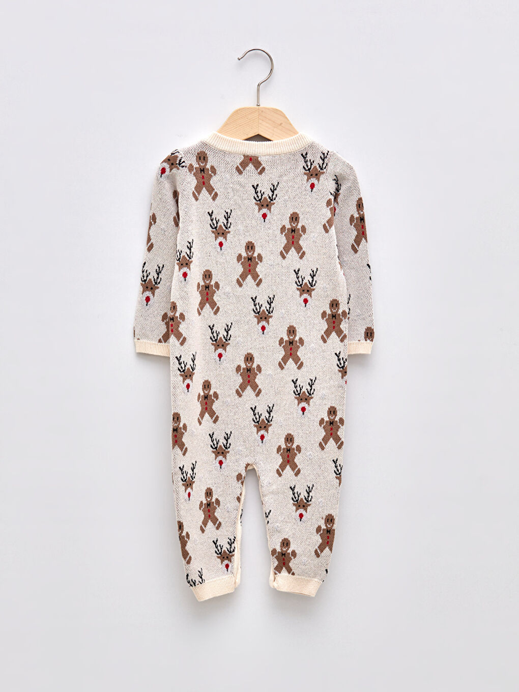 Crew Neck Long Sleeve Patterned Knitwear Baby Boy Rompers-1