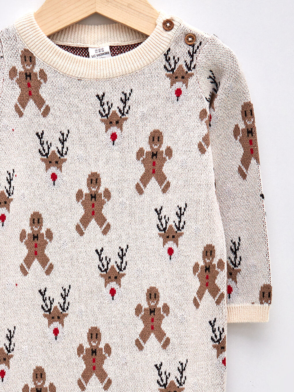 Crew Neck Long Sleeve Patterned Knitwear Baby Boy Rompers-2