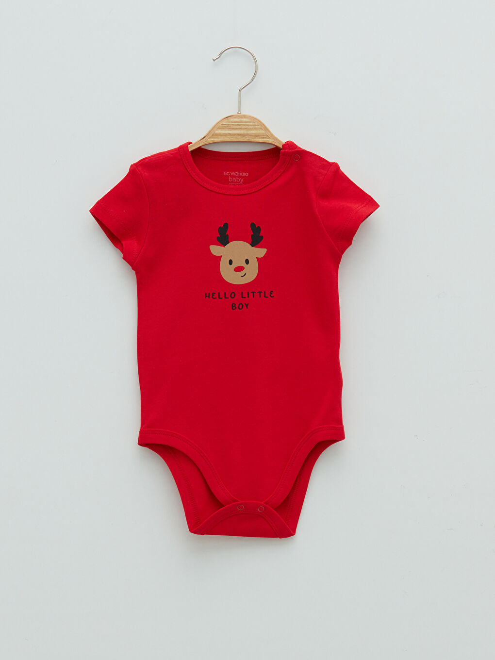 Crew Neck Short Sleeve Christmas Cotton Baby Boy Snap Snap Body 2 Pack-1