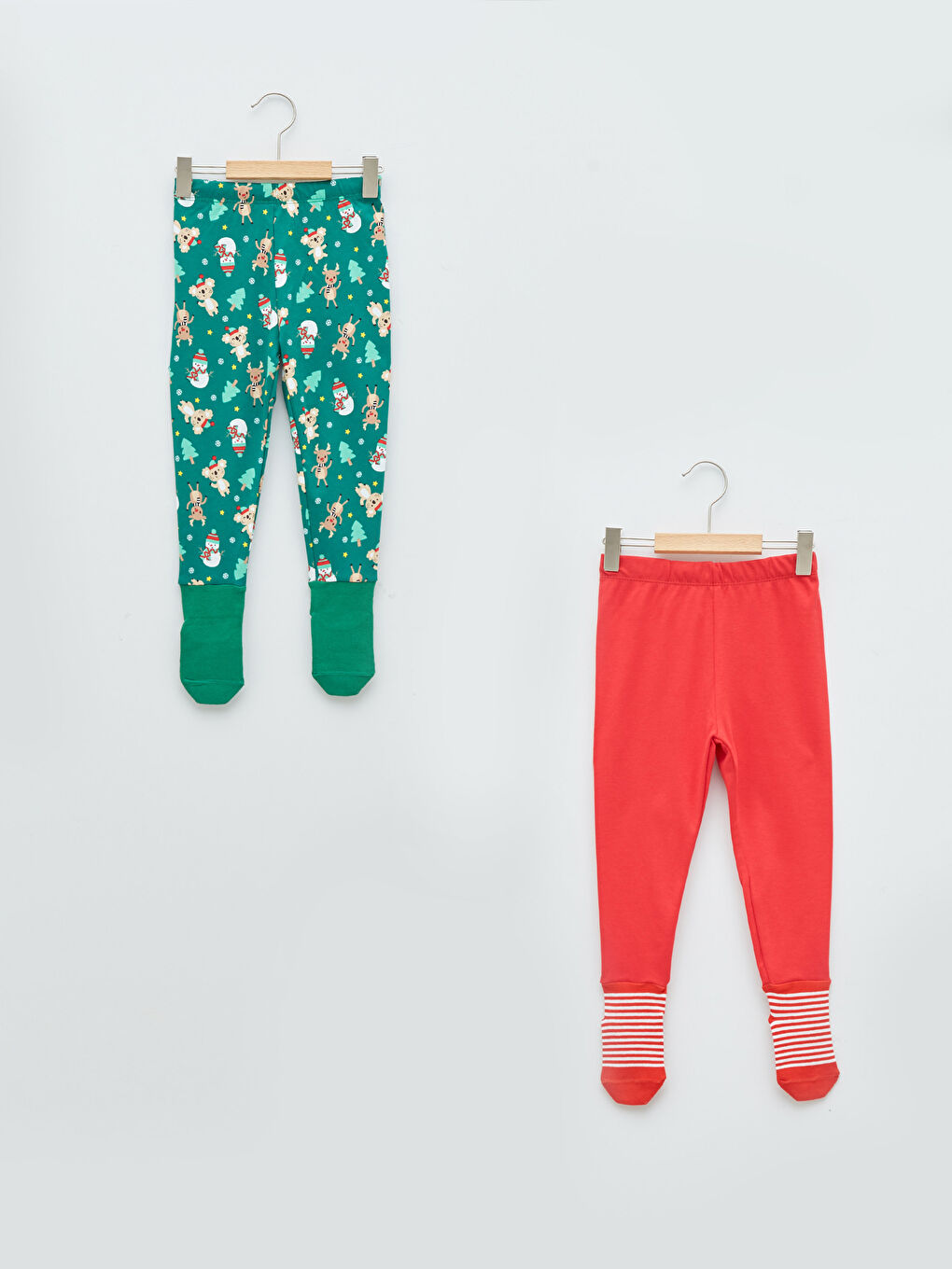 Beli Lastikli Erkek Bebek Çoraplı Pijama Alt 2'li Takım