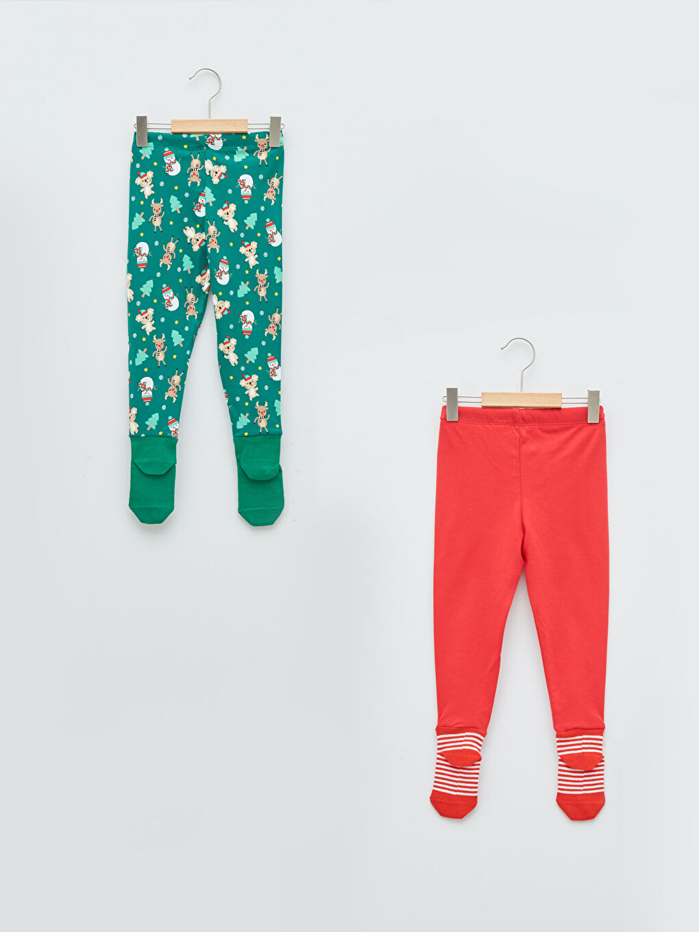 Beli Lastikli Erkek Bebek Çoraplı Pijama Alt 2'li Takım-1