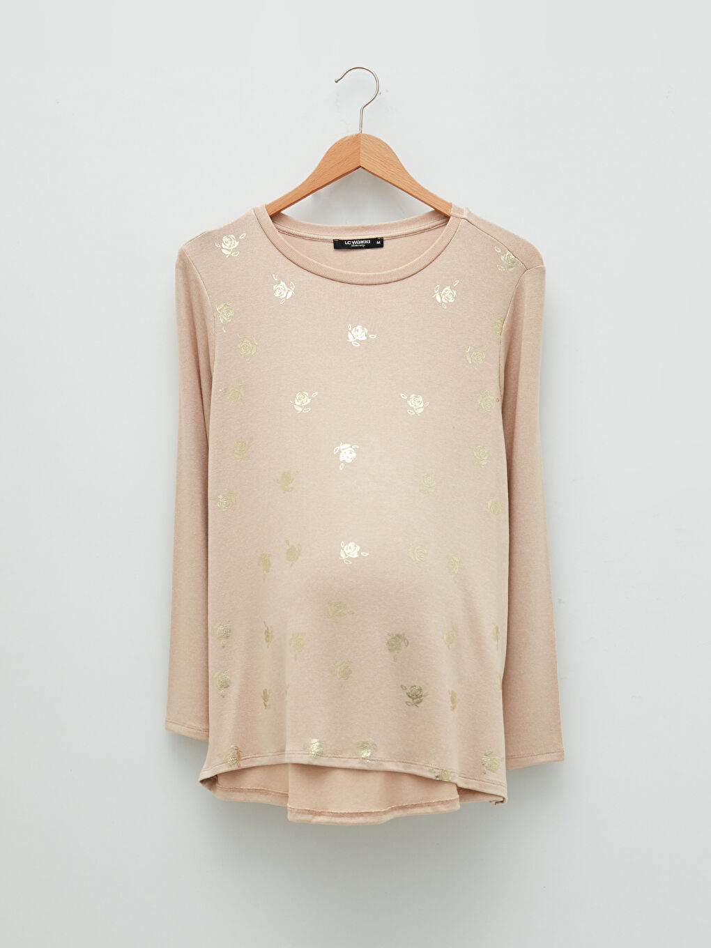 Crew Neck Long Sleeve Patterned Maternity T-Shirt-5