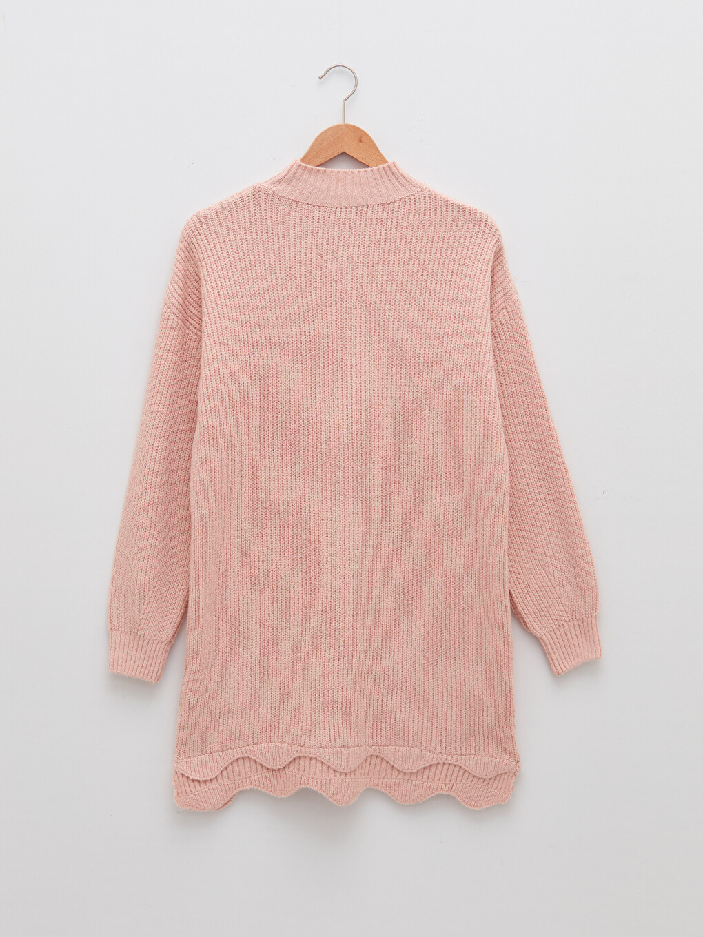 Mock Neck Plain Long Sleeve Oversize Women's Knitwear Tunic-4
