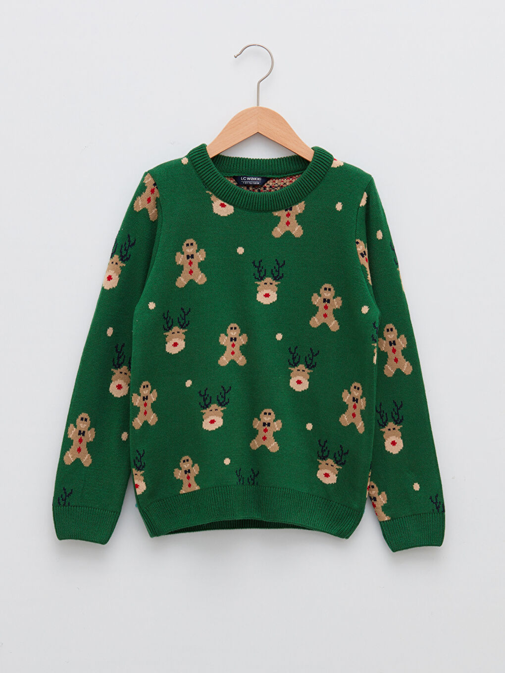 LCW Kids Rundhalsausschnitt Weihnachtsmotiv Langarm Jungen Dünner Strickpullover -W1CI92Z4-MTM