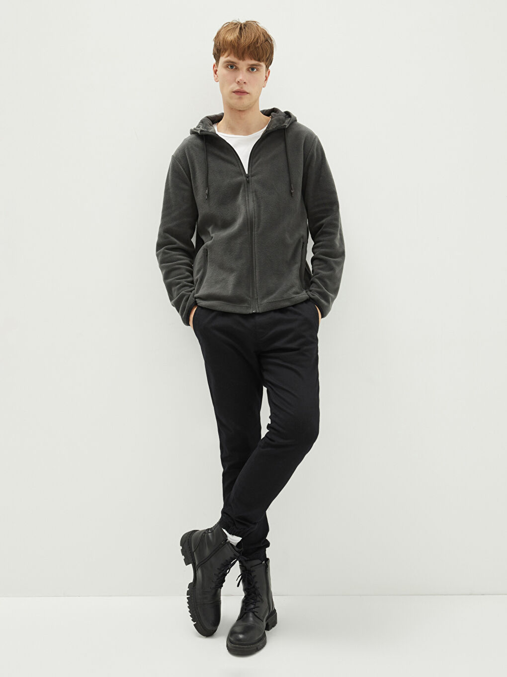 XSIDE College Collar Long Sleeve Men's Zip-Up Sweatshirt -W1CJ04Z8-L8N