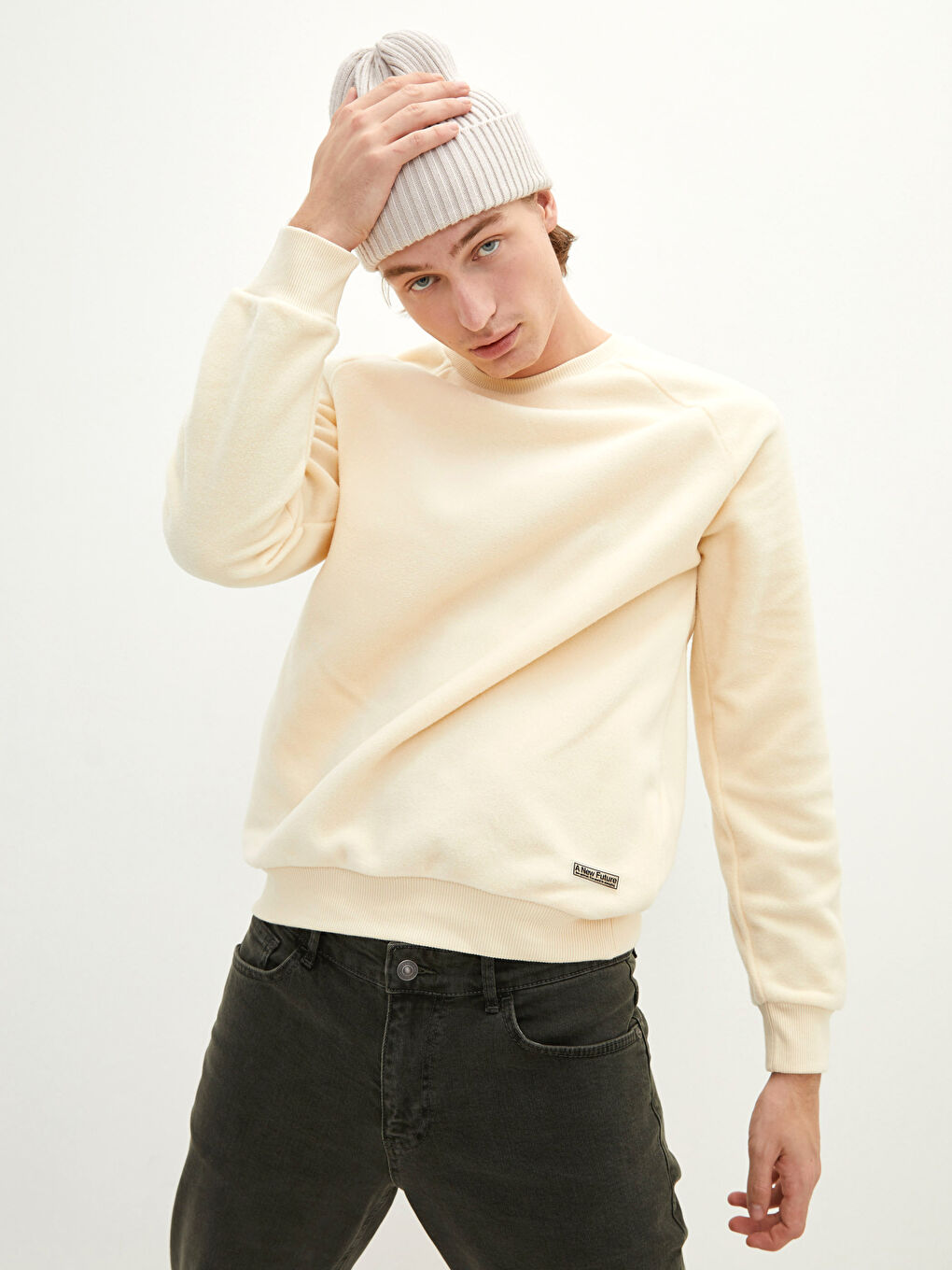 Crew Neck Long Sleeve Plush Men's Sweatshirt-1