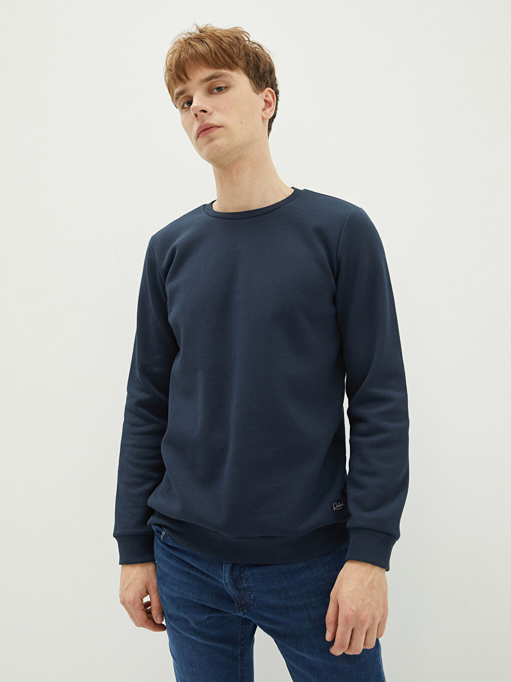 XSIDE Bisiklet Yaka Uzun Kollu Erkek Kalın Sweatshirt -W1CJ56Z8-HRZ