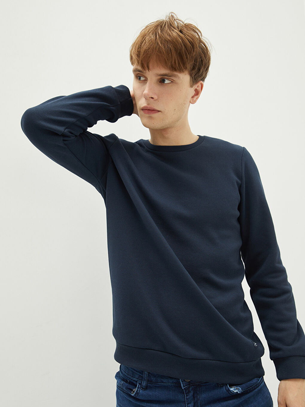 XSIDE Bisiklet Yaka Uzun Kollu Erkek Kalın Sweatshirt -W1CJ56Z8-HRZ