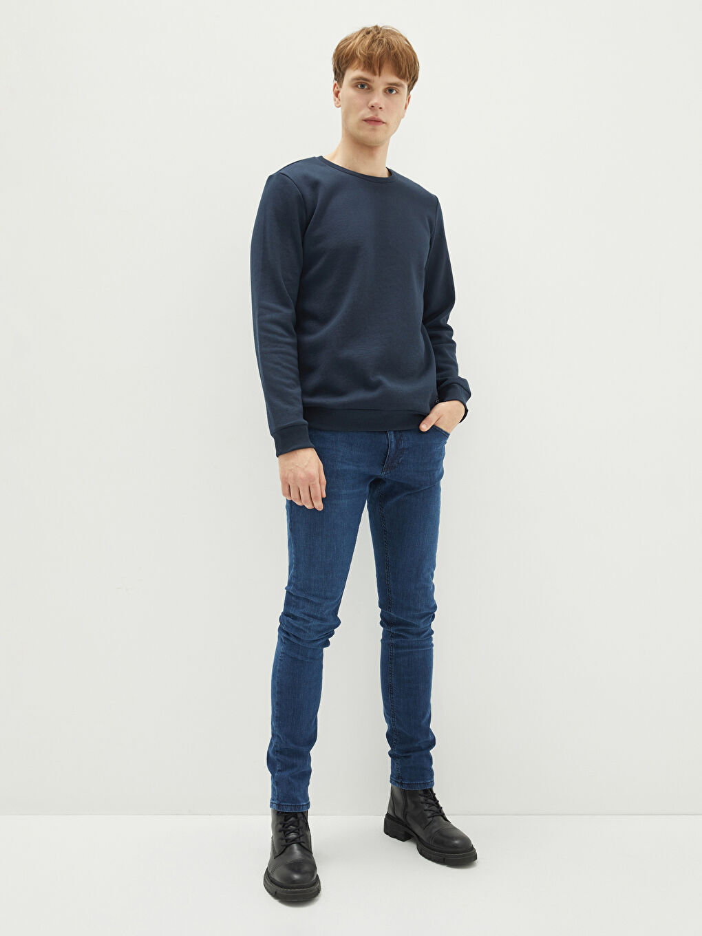 XSIDE Bisiklet Yaka Uzun Kollu Erkek Kalın Sweatshirt -W1CJ56Z8-HRZ