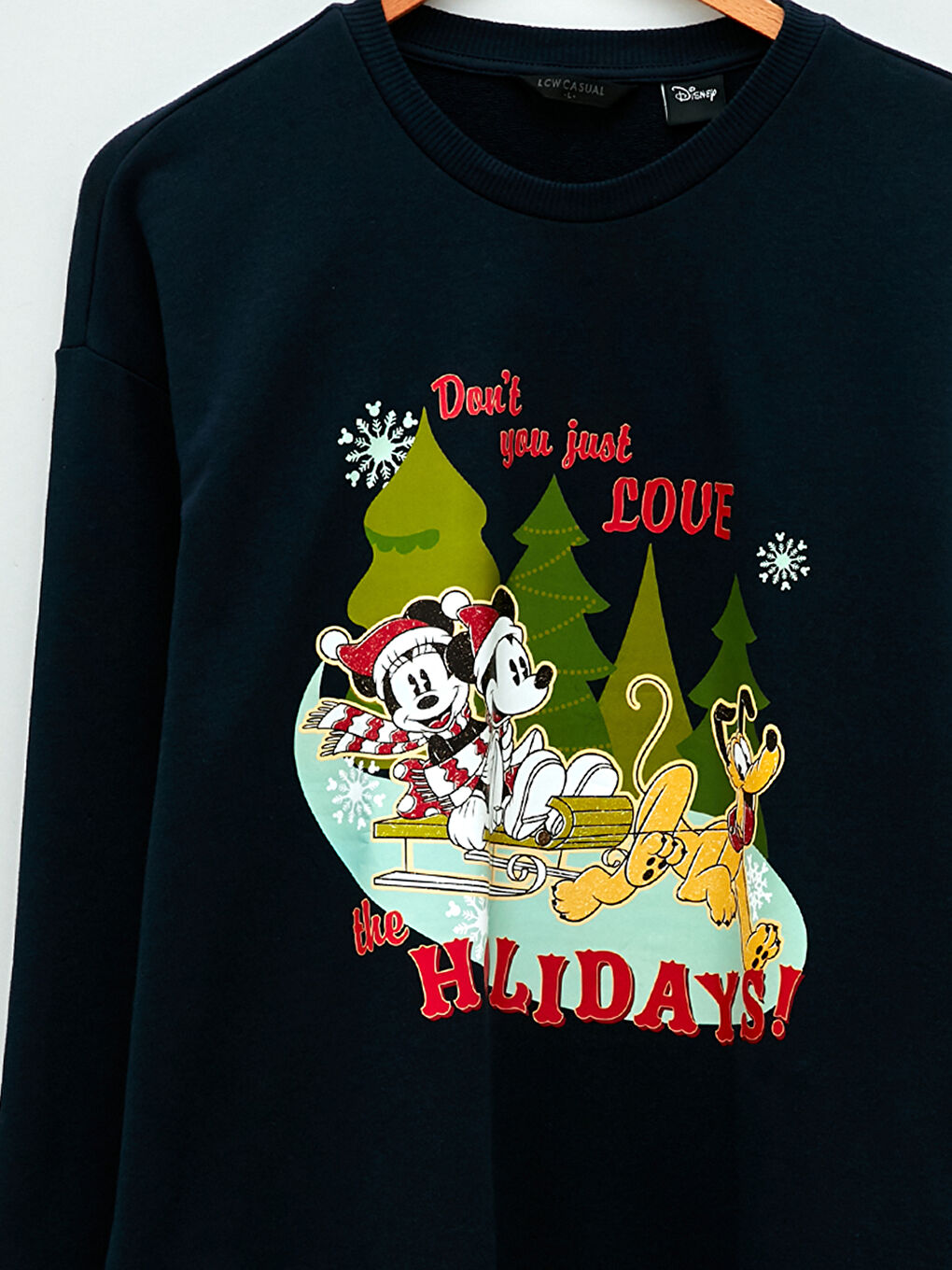 LCW Casual Lacivert Bisiklet Yaka Uzun Kollu Mickey Mouse Baskılı Erkek Sweatshirt Baba ve Oğul Kombini - 7