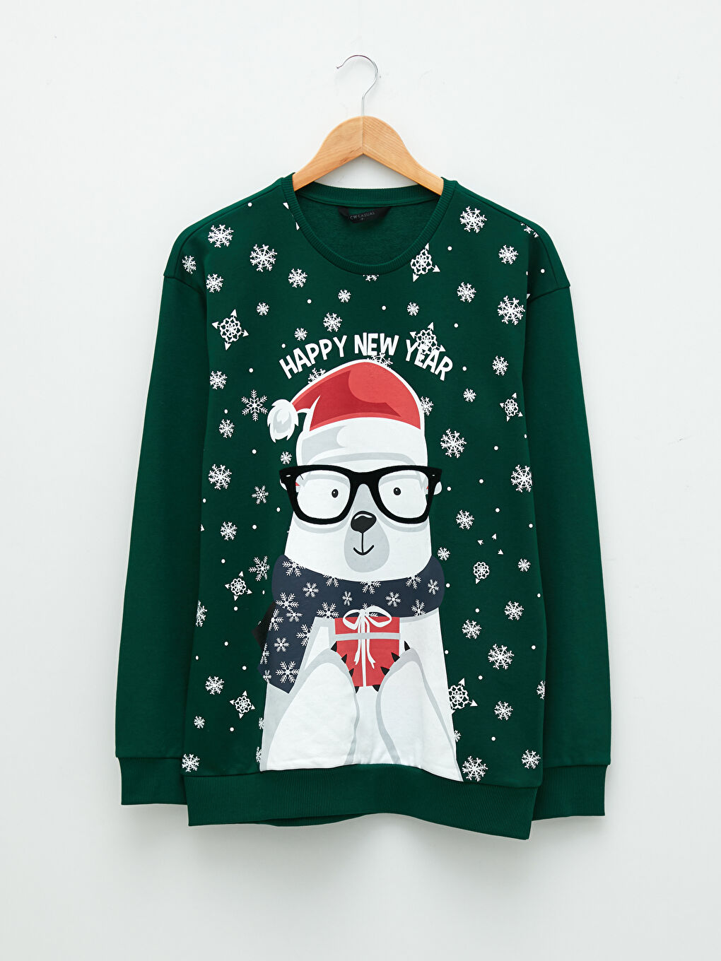 XSIDE Bisiklet Yaka Yılbaşı Temalı Uzun Kollu Baskılı Erkek Sweatshirt Baba ve Oğul Kombini -W1CJ94Z8-PU0