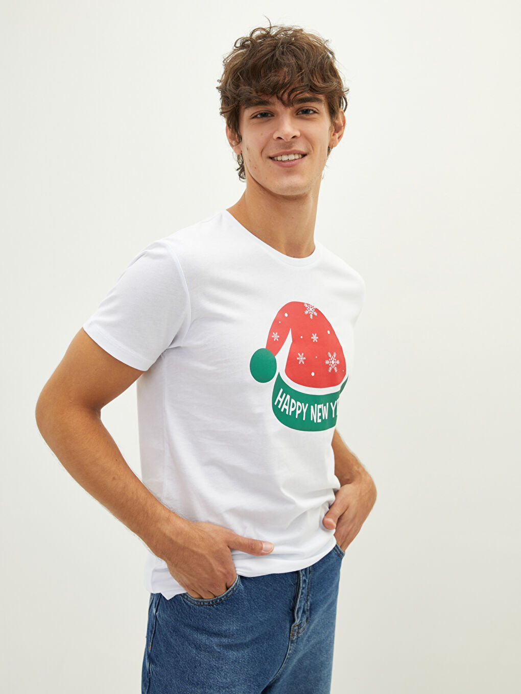 Crew Neck Short Sleeved New Year Themed Combed Men's T-Shirt Father and Son Combination-2