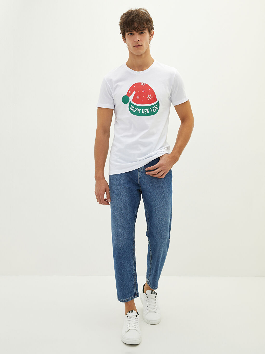 Crew Neck Short Sleeved New Year Themed Combed Men's T-Shirt Father and Son Combination-3