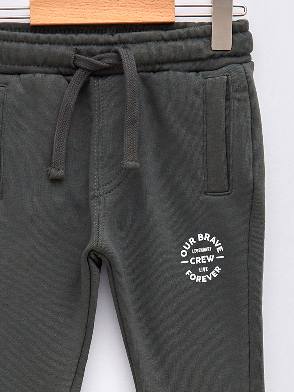 Haki Beli Lastikli Baskılı Erkek Bebek Eşofman Alt Baba ve Oğul Kombini-2