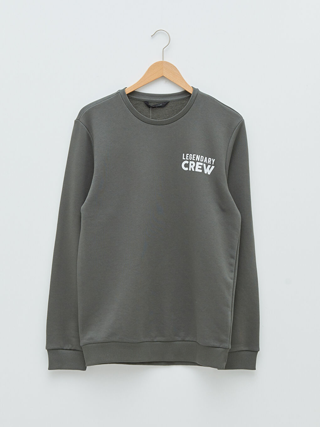 Haki Bisiklet Yaka Uzun Kollu Baskılı Erkek Sweatshirt Baba ve Oğul Kombini-5