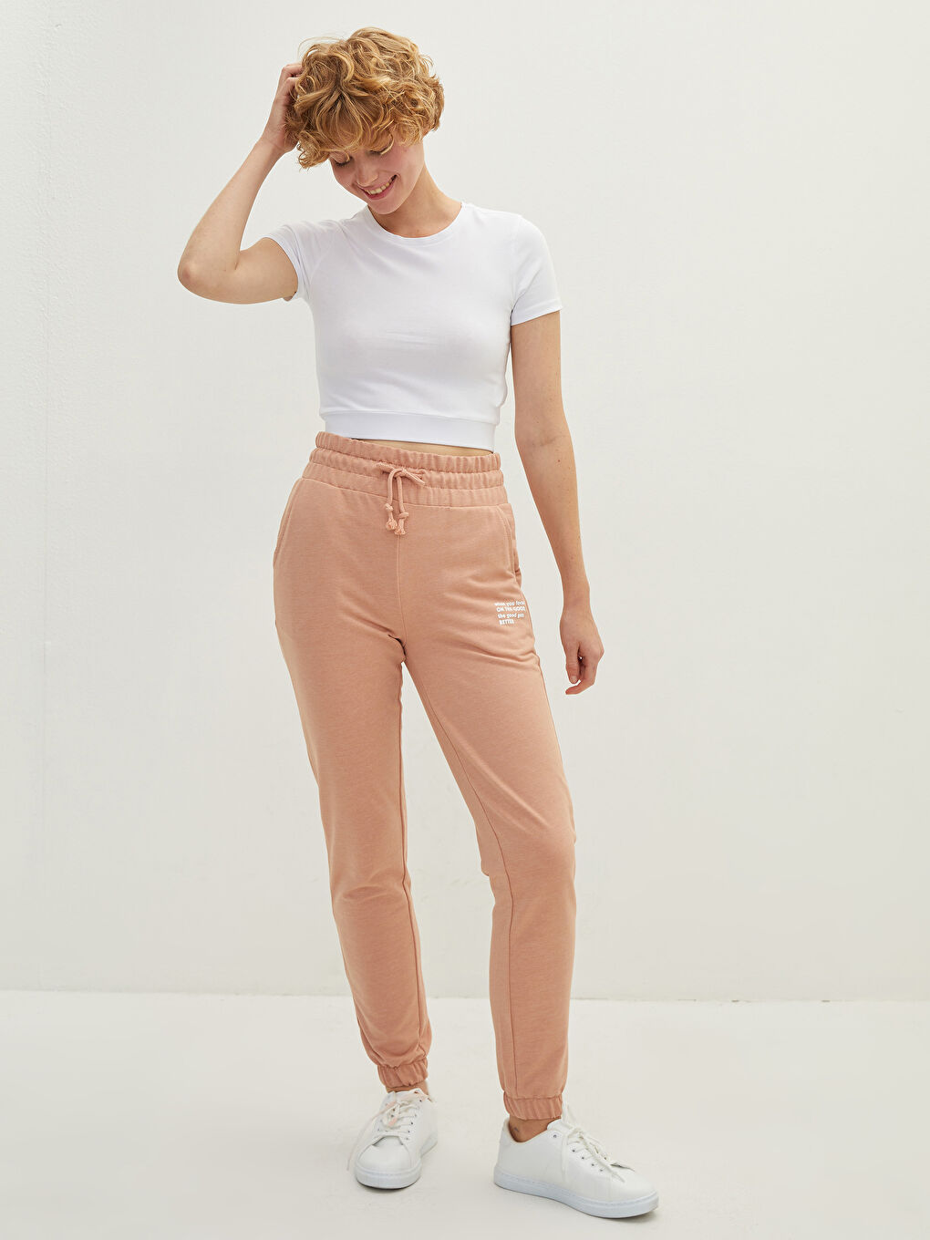 LCW Vision Elastic Waist Printed Pocket Detailed Women's Jogger Sweatpants -W1CK15Z8-FPB