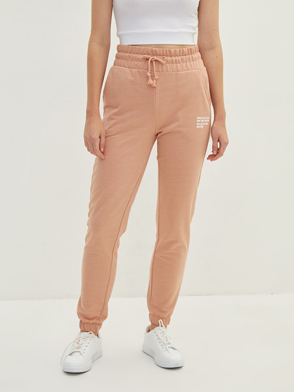LCW Vision Elastic Waist Printed Pocket Detailed Women's Jogger Sweatpants -W1CK15Z8-FPB