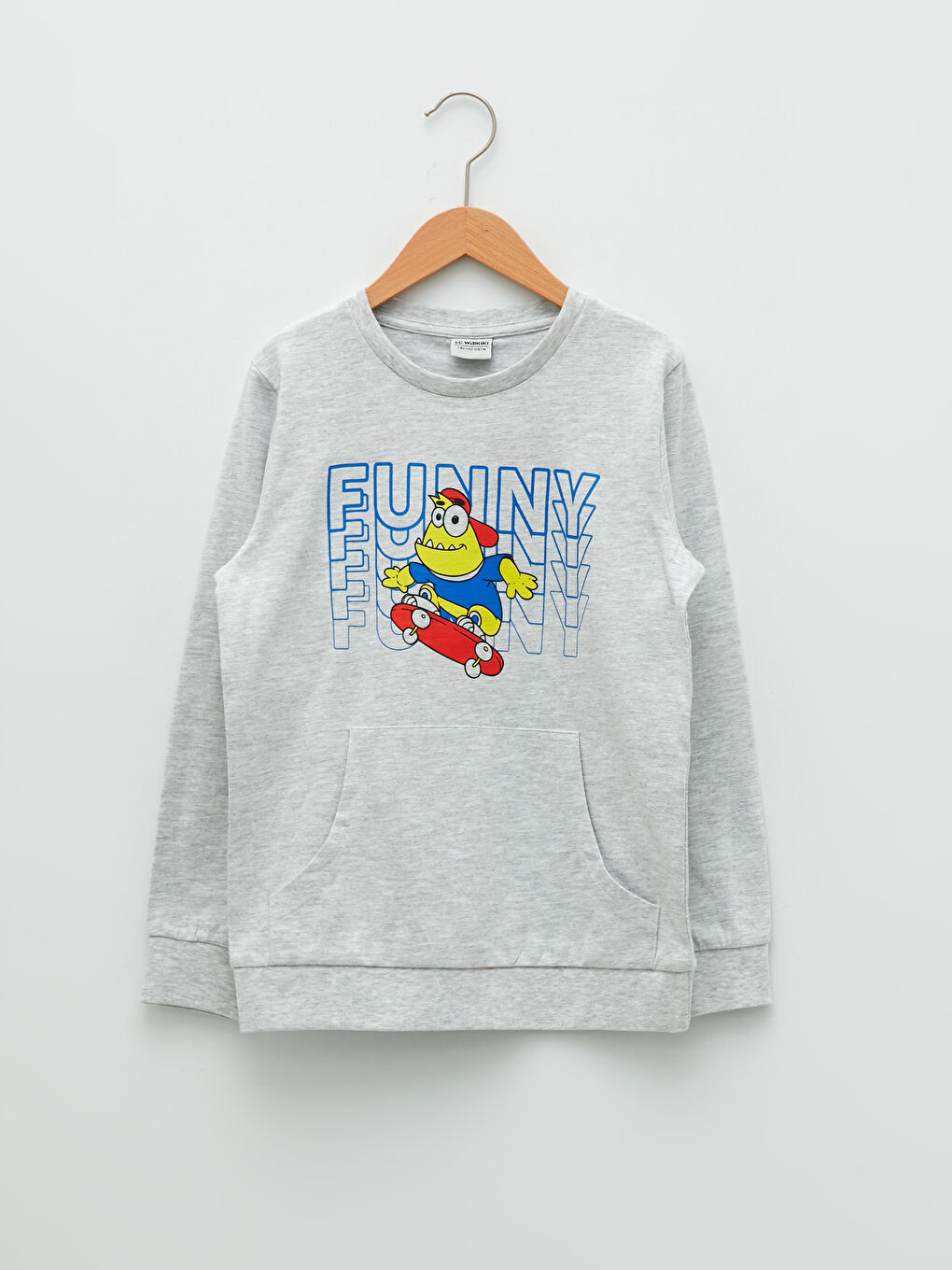 Bisiklet Yaka Baskılı Uzun Kollu Erkek Çocuk Sweatshirt