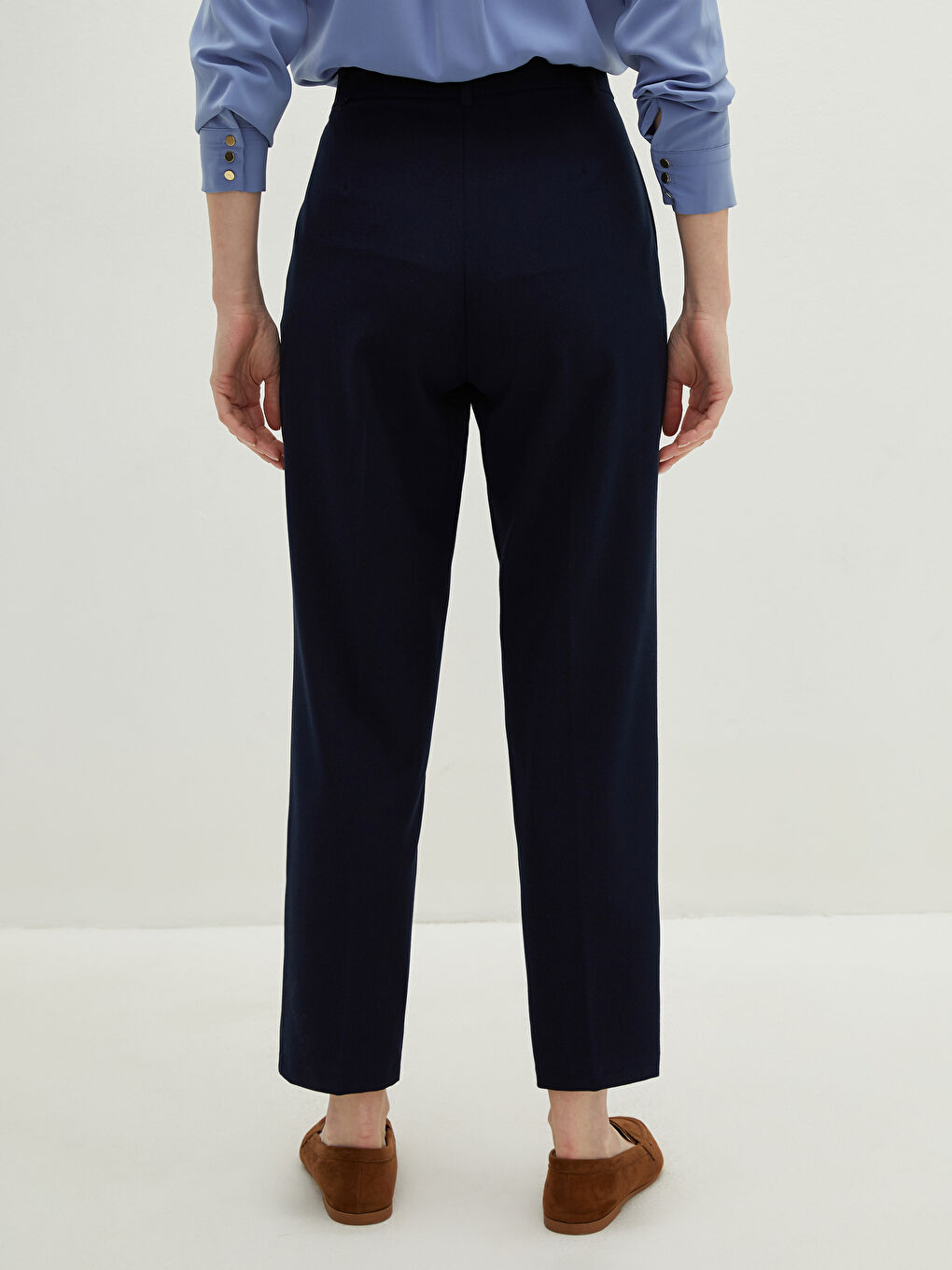 Lacivert Standart Fit Cep Detaylı Kadın Pantolon-3