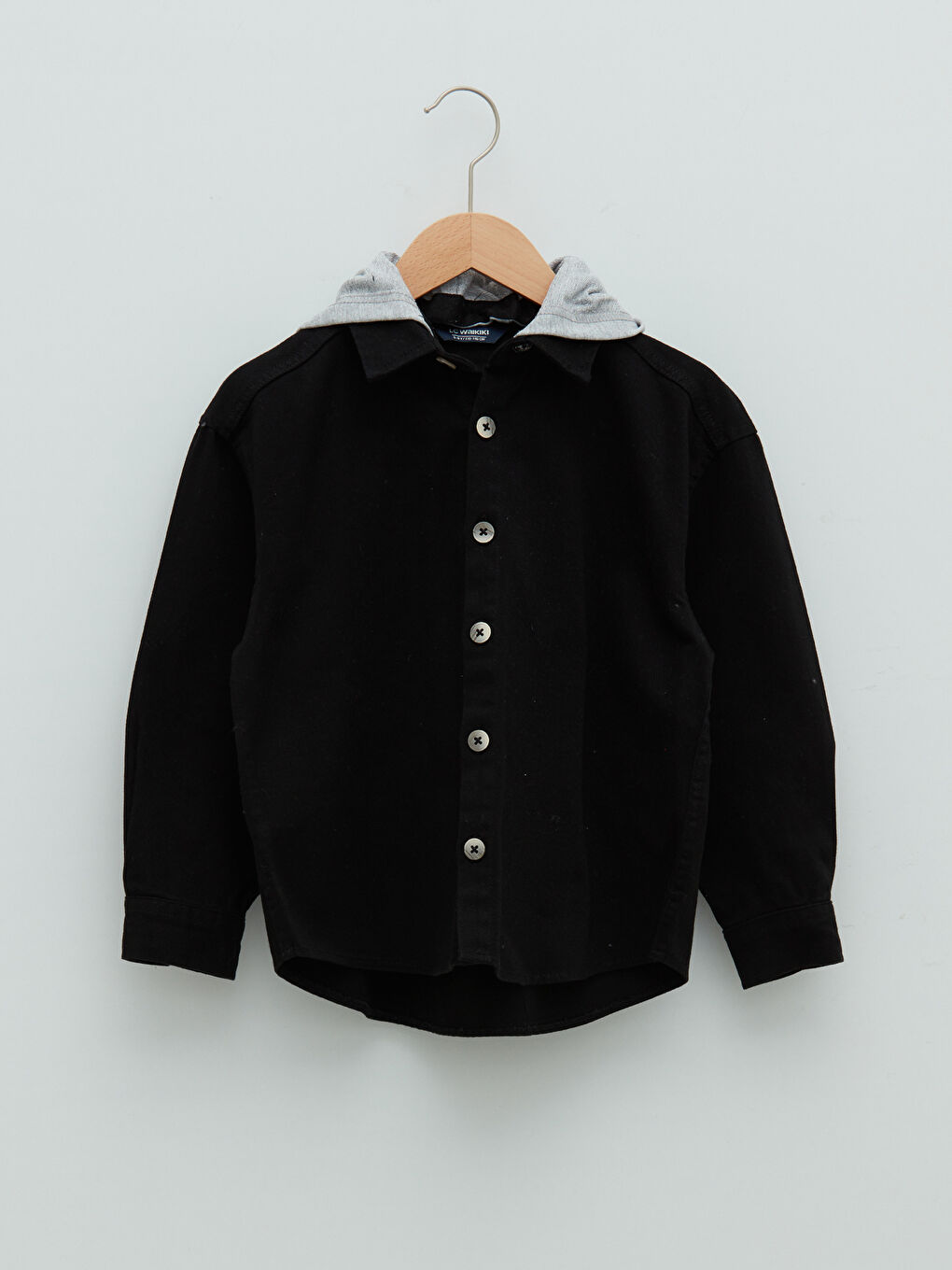 LCW Kids Hooded Printed Long Sleeve Gabardine Boys Shirt -W1CK89Z4-RQL