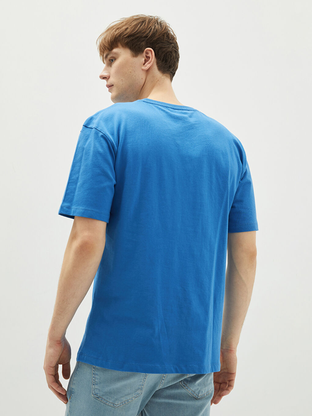 Mavi Bisiklet Yaka Penye Erkek Tişört-4