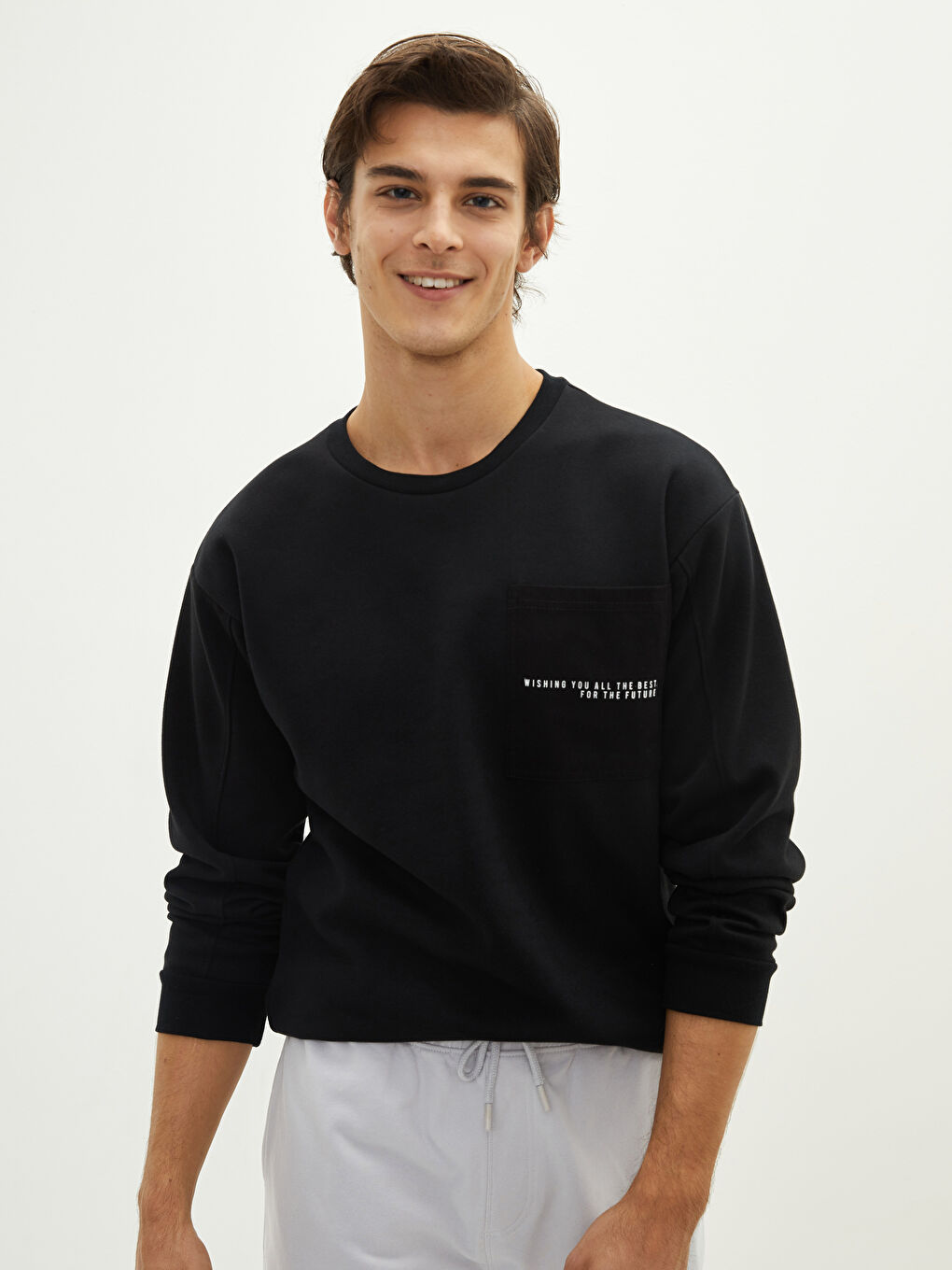Crew Neck Long Sleeve Printed Men's Sweatshirt