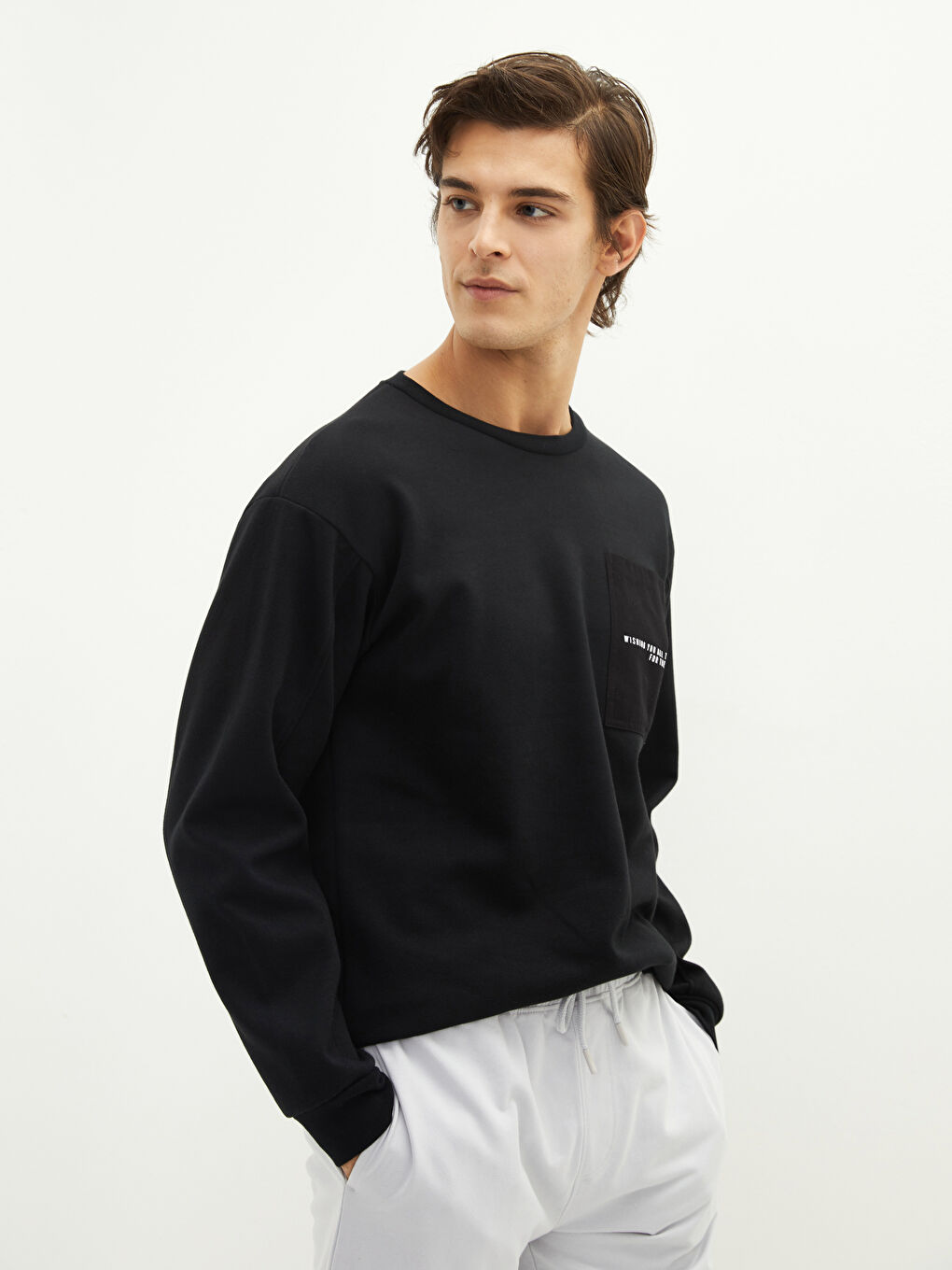 Crew Neck Long Sleeve Printed Men's Sweatshirt-1